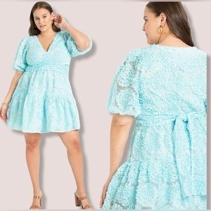 New! Very Beautiful Eloquii Mini Dress in Iced Aqua. Size - 14